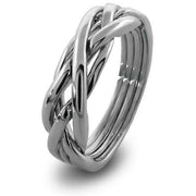 14K White Gold LADIES 4 band Puzzle Ring 4KNGW - Uctuk