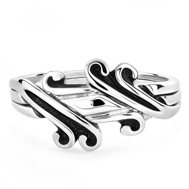 LADIES 3 band STERLING SILVER Puzzle Ring 3CLS - Uctuk