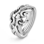 4 band STERLING SILVER Antique looking Celtic Puzzle Ring 4ANS - Uctuk