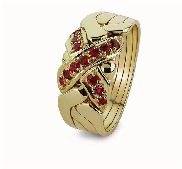 14K Gold 4 Band Ruby Puzzle Ring 4B13R - Uctuk