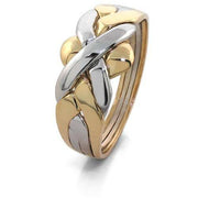 14K Two Tone Gold 4 Band Puzzle Ring 4B141-2T - Uctuk