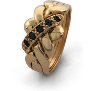 14K Gold 4 Band BLACK DIAMOND Puzzle Ring 4B141BD - Uctuk