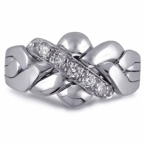 14K White Gold 4 Band DIAMOND Puzzle Ring 4B141DW - Uctuk