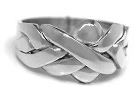 14K White Gold 4 Band Puzzle Ring 4B141W - Uctuk