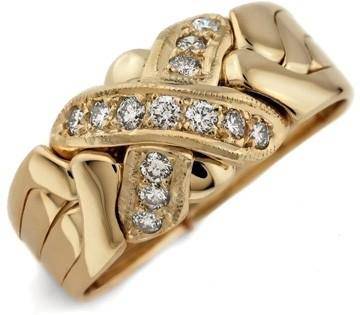 14K Gold 4 Band Puzzle Ring with Diamonds 4BX13D - Uctuk