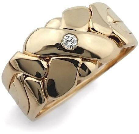 14K Gold 4 Band Puzzle Ring with Diamond 4BX1D Uctuk