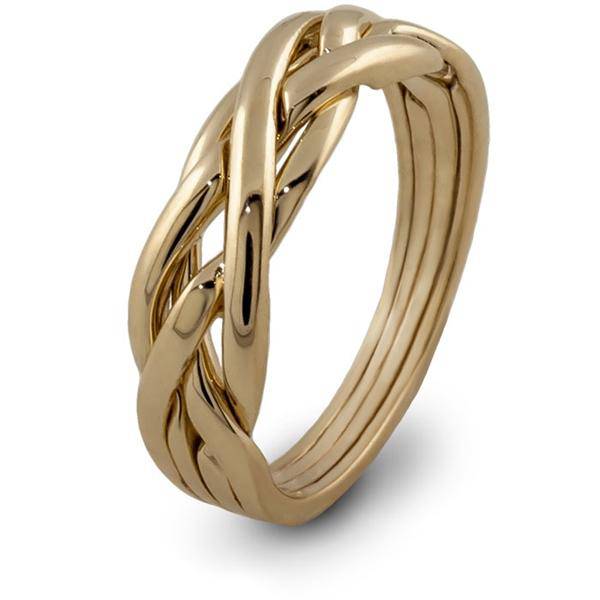 14K Yellow Gold LADIES 4 band Puzzle Ring 4KNG - Uctuk