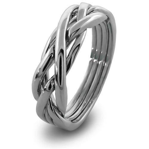 LADIES 4 band STERLING SILVER Puzzle Ring 4KNS - Uctuk
