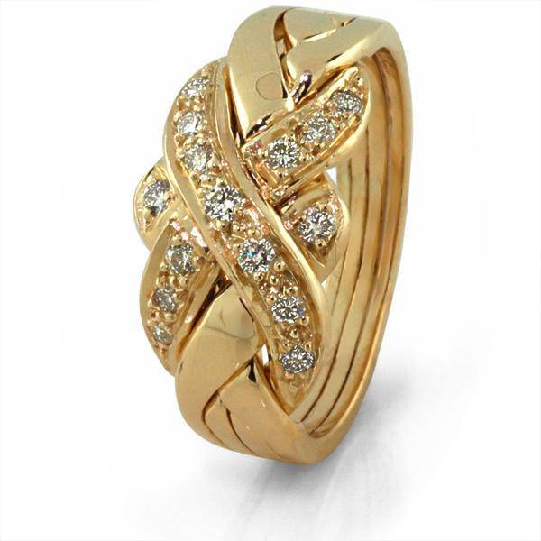 14K Yellow Gold 4 Band Puzzle Ring 4S15D - Uctuk