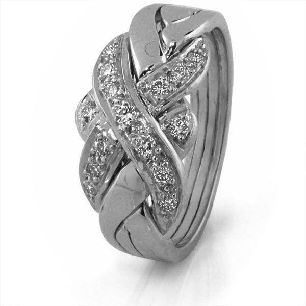 14K White Gold 4 Band Puzzle Ring White Gold 4S15DW - Uctuk