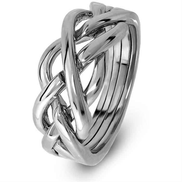 14K White Gold LADIES band Puzzle Ring 4WGL