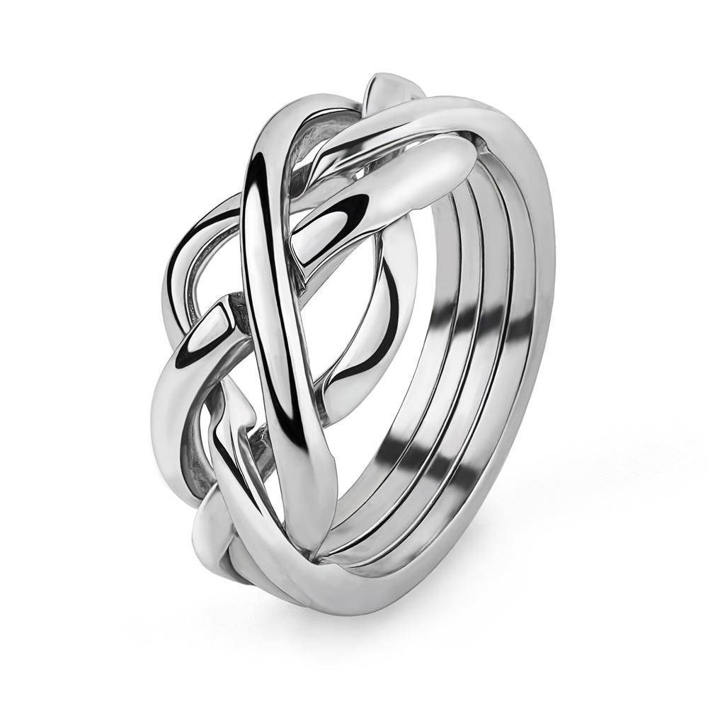 LADIES 4 band STERLING SILVER Puzzle Ring 4WSL | Uctuk.com