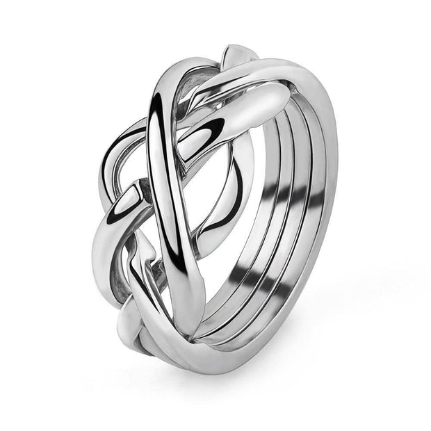 LADIES 4 band STERLING SILVER Puzzle Ring 4WSL - Uctuk