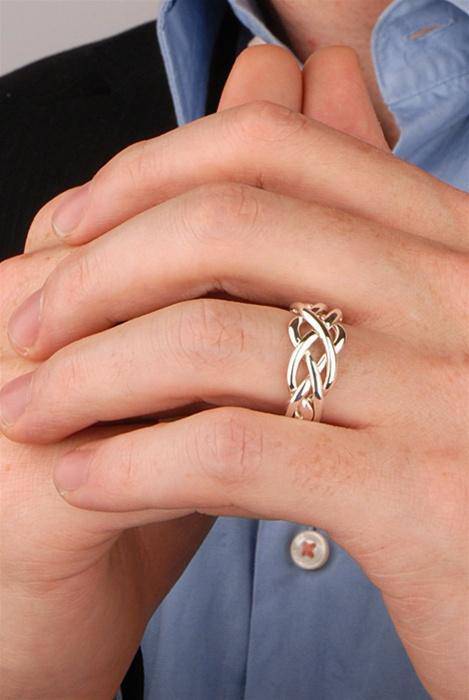 Mens band STERLING SILVER Puzzle Ring 4WSM