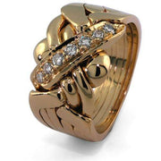 14K Gold 5 Band Diamond Puzzle Ring 5B7D - Uctuk