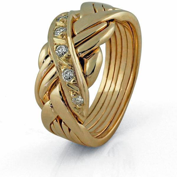 14K Gold 5 Band Diamond Puzzle Ring 5GU-5D - Uctuk