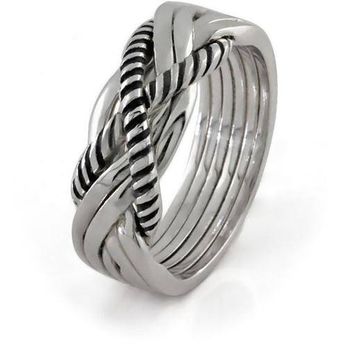 LADIES 6 band STERLING SILVER Puzzle Ring 62TSL - Uctuk