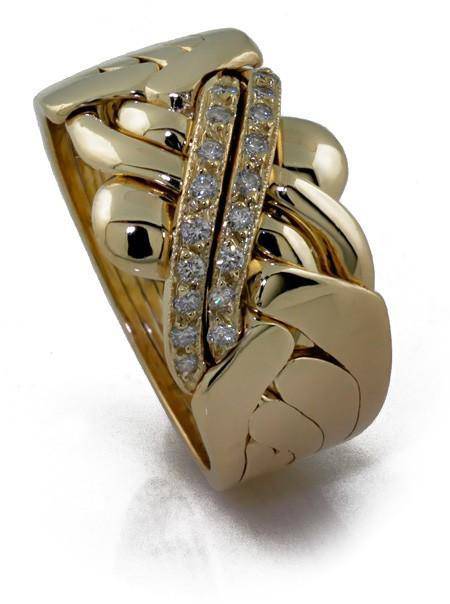 14K Gold Band Diamond Puzzle Ring 6B141D