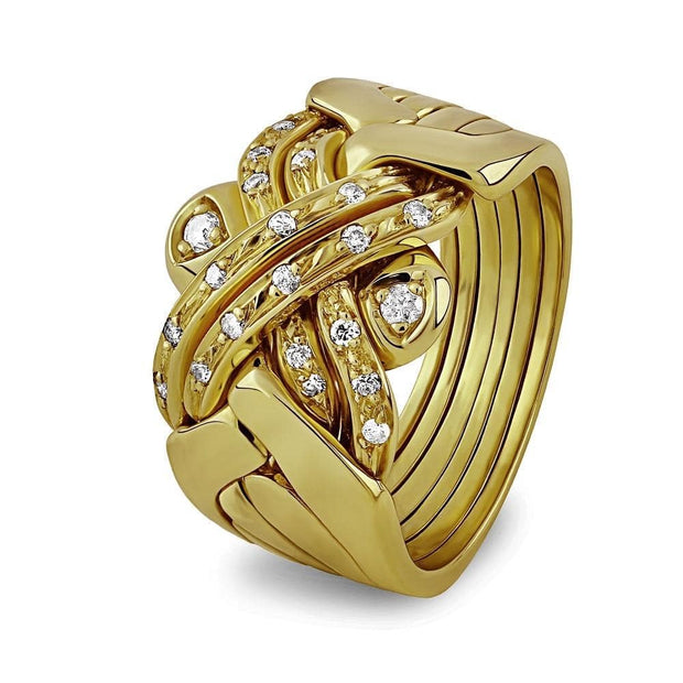 14K Gold 6 Band Diamond Puzzle Ring 6BSENA - Uctuk