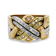 14K Gold 6 Band Tricolor Diamond Puzzle Ring 6BSENA-3C - Uctuk