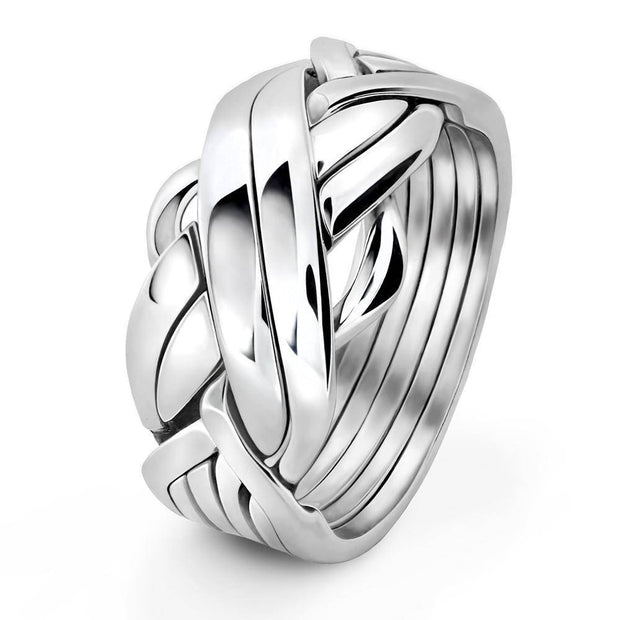 Mens 6 band STERLING SILVER Puzzle Ring 6FMS - Uctuk