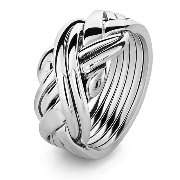 Unisex 6 band STERLING SILVER Puzzle Ring 6SU - Uctuk