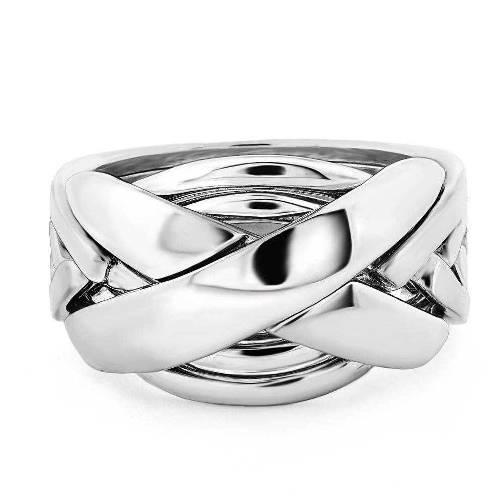 Mens 7 band STERLING SILVER Puzzle Ring 72SM | Uctuk.com