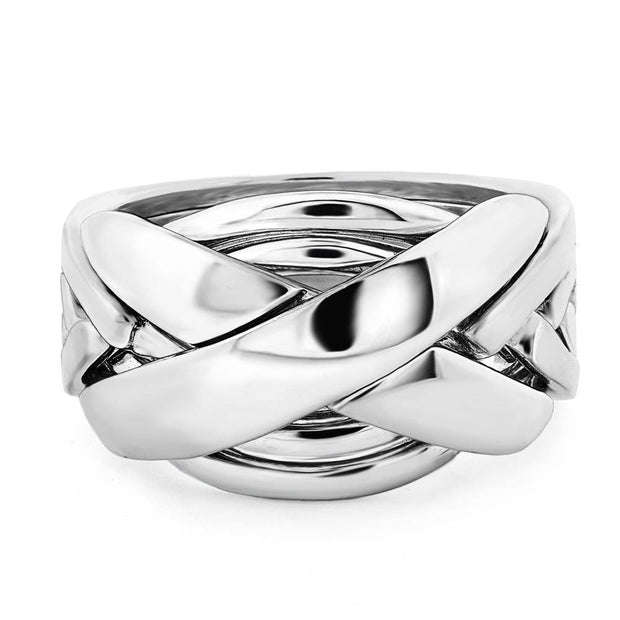 Mens 7 band STERLING SILVER Puzzle Ring 72SM - Uctuk