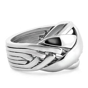 Mens 7 band STERLING SILVER Puzzle Ring 72SM - Uctuk