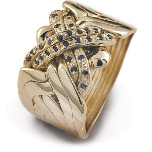 14K Gold 8 Band Sapphire Puzzle Ring 8B141-26SAP - Uctuk