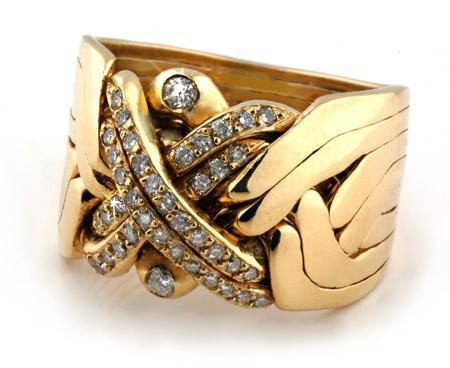 Gold Puzzle Ring Puzzle Ring 14K Gold Band Diamond Puzzle Ring 8B141DF