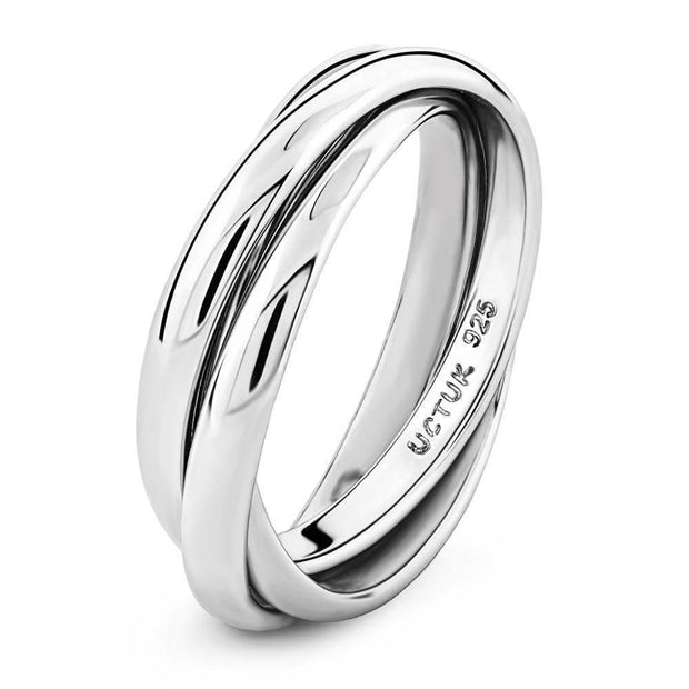 Sterling Silver 3 Band Rolling Ring - Uctuk