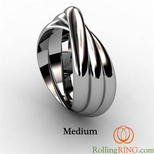 14K Solid White Gold 3 Band Rolling Ring - <font color="#FF0000">IN STOCK! FREE SHIPPING!</font> - Uctuk