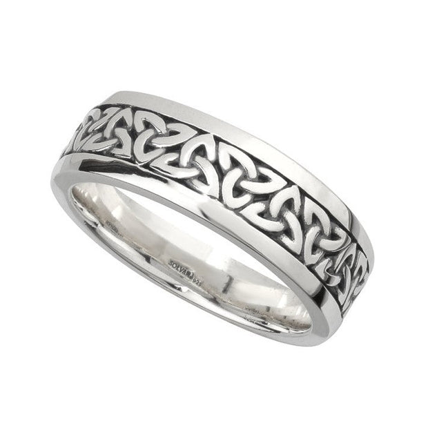Mens Sterling Silver Oxidized Trinity Knot Wedding Ring S21012 - Claddagh Ring