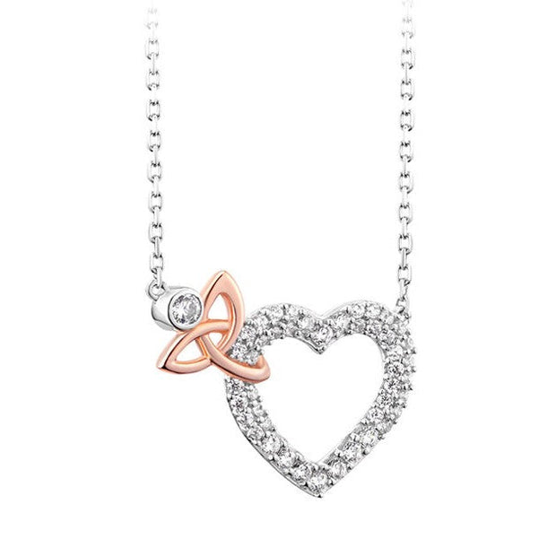 Sterling Silver Celtic Knot with Crytal Heart Necklet - S46917 - Claddagh Ring