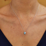 Sterling Silver Turtle Pendant with Aqua Swarovski Crystals with Chain - OC93 - Uctuk