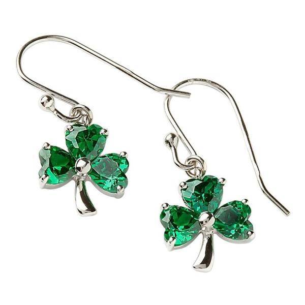 Sterling Silver Green Shamrock Earrings LS-SE2006 - Uctuk