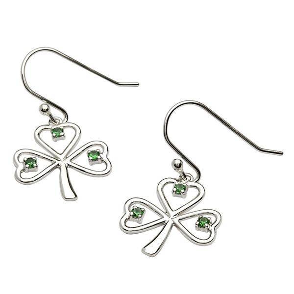 Sterling Silver Green Shamrock Earrings LS-SE2014 - Uctuk