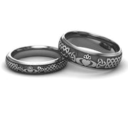 Titanium Claddagh Wedding Ring Set 1 - 6mm-4mm - Uctuk