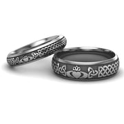 Titanium Claddagh Wedding Ring Set 1 - 6mm-4mm - Uctuk
