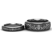 Titanium Claddagh Wedding Ring Set 1 - 8mm-4mm - Uctuk