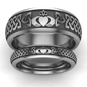 Titanium Claddagh Wedding Ring Set 1 - 8mm-4mm - Uctuk