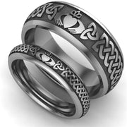 Titanium Claddagh Wedding Ring Set 1 - 8mm-4mm - Uctuk