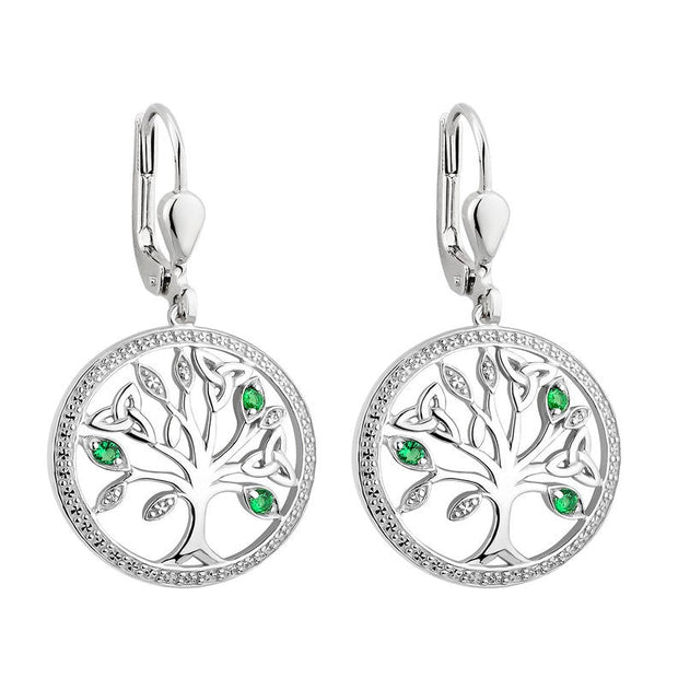 Sterling Silver Tree of Life Drop Earrings - S34025 - Claddagh Ring