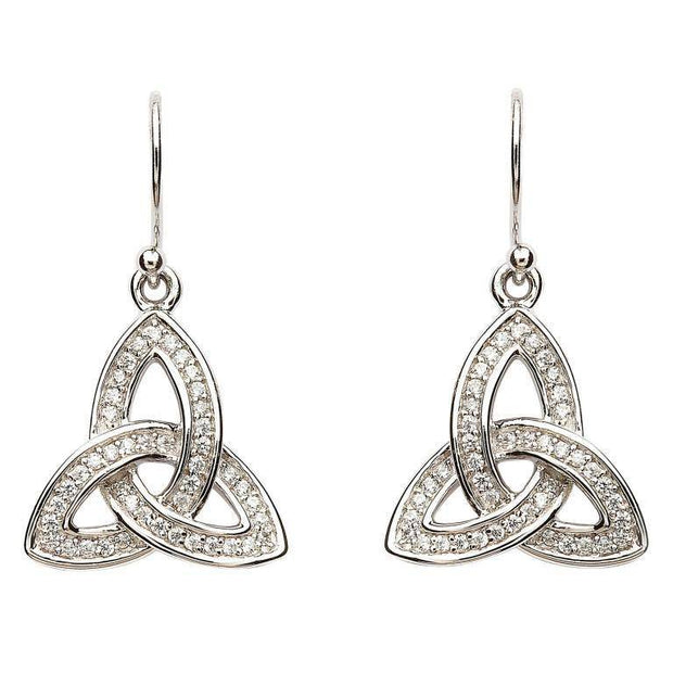 Sterling Silver Stone Set Celtic Trinity Knot Earring SE2081CZ - Uctuk