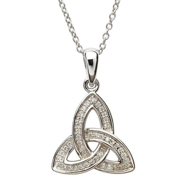 Sterling Silver Stone Set Celtic Trinity Knot Pendant SP2080CZ - Uctuk