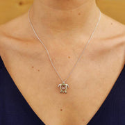 Sterling Silver Turtle Pendant with Peridot Swarovski Crystals and Claddagh with Chain - OC53 - Uctuk