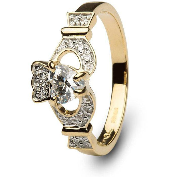 1/3 or 1/2 Carat Diamond Claddagh Engagement Ring SL-14L68DD - Uctuk