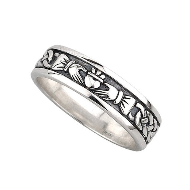 Women's Sterling Silver Oxidized Claddagh Wedding Ring S2829 - Uctuk