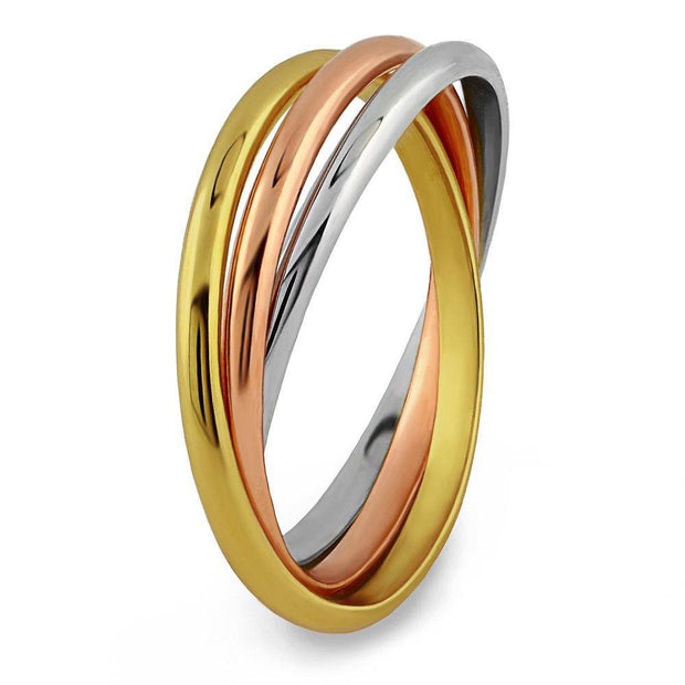 14K Solid Gold Tricolor THIN Rolling Ring <font color="#FF0000">IN STOCK! FREE SHIPPING!</font> - Uctuk